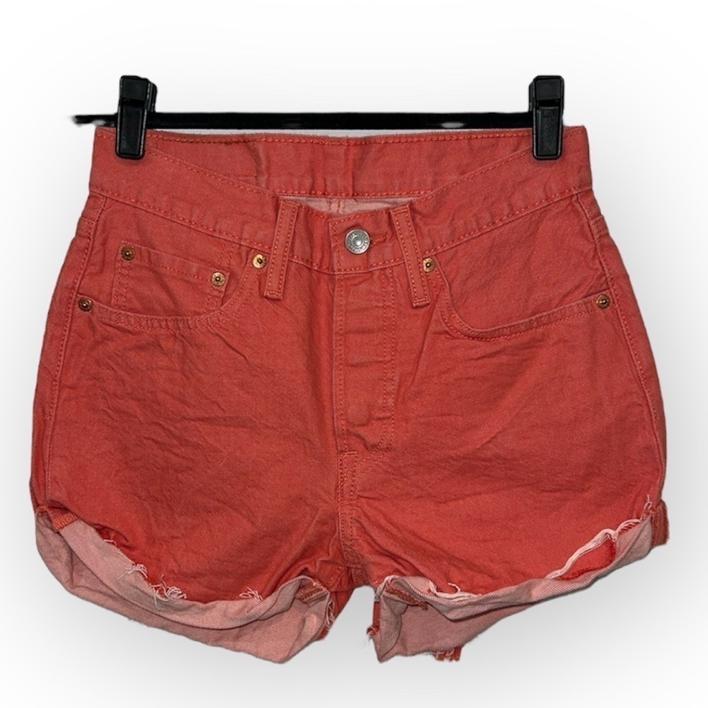 Levi's Womens 501 Jean Shorts Button Fly Denim Orange Pink Size 26